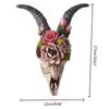 Wall Sculpture Simulation Flower Goat Skull Artwork Props 3D Animal Crafts Decor