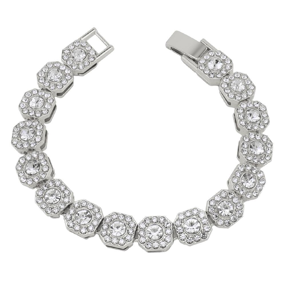 HNSP 13 мм Широкий Роскошный Браслет-цепочка на руку с полным цирконием "Ледяной Теннис" для Мужчин Подарок Хип-хоп Аксессуары для Уличной Вечеринки