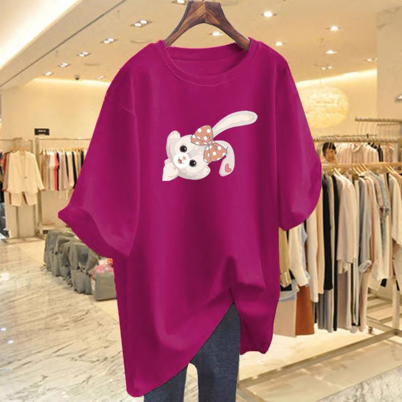 Хлопковая футболка с коротким рукавом женская 2025 новая одежда лето зарубежный стиль с рукавом до локтя топ летняя одежда