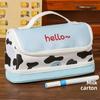 Big House Shape PU Stationery Bag PU Leather Waterproof Large Pencil Pouch  Stationery Holder