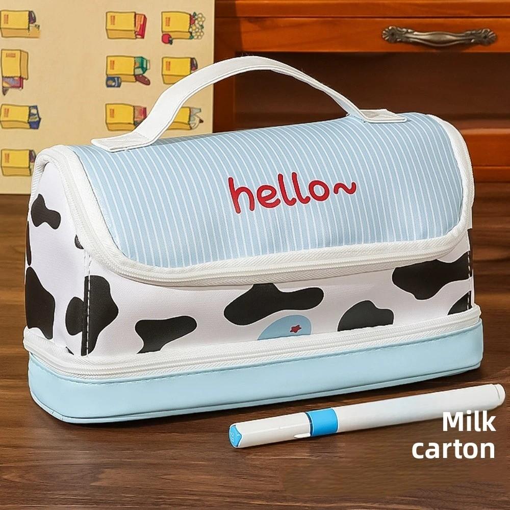 Big House Shape PU Stationery Bag PU Leather Waterproof Large Pencil Pouch  Stationery Holder