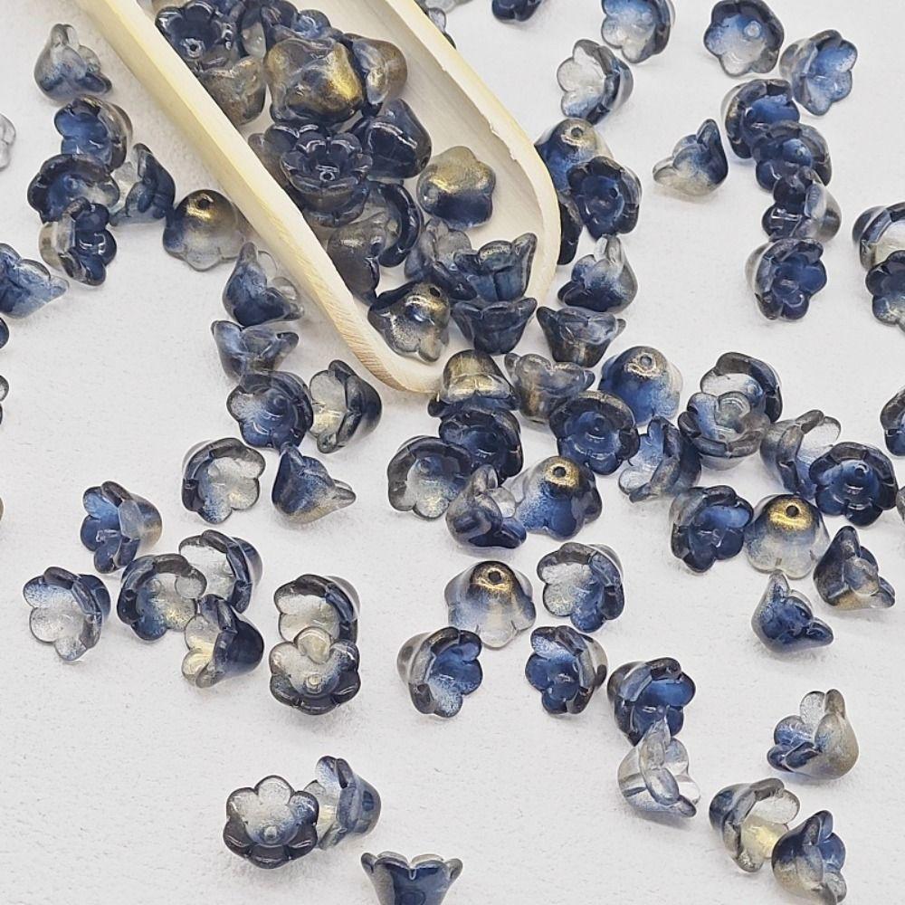 50 шт./набор Аксессуары Колокольчик Стеклянные бусины Стеклянные бусины Форма цветка-трубы Стеклянные бусины Женщины