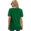 GMXIA Summer Women's T-shirt Solid Color V-neck Simple Mesh Puffed Sleeves