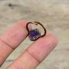 Кольцо с африканским аметистом, гальваническое медное кольцо, ювелирные изделия из драгоценных камней, регулируемые кольца, кольцо ручной работы, гальваническое медное кольцо, ювелирные изделия для подарка