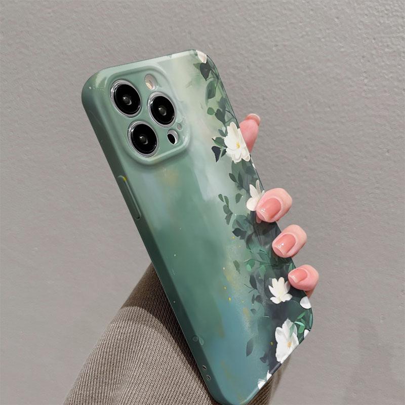Белый чехол для телефона с цветами для Oppo Reno14 Reno13 Reno12 Reno11 Reno10 Reno8 Reno7 Reno6 F Z T SE Pro 4G 5G Глянцевая пленка Жесткий ПК