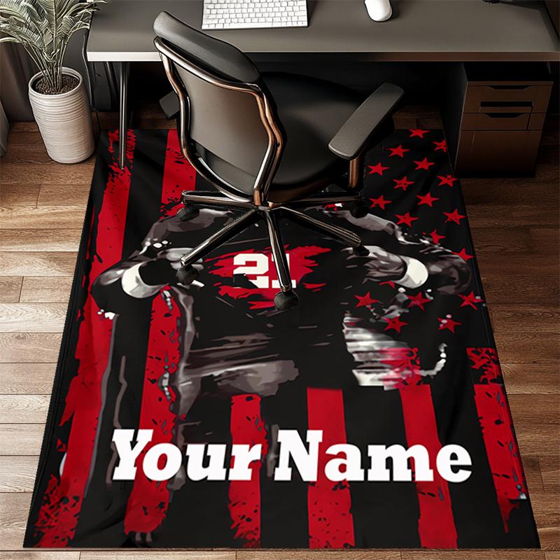 1PC Custom Name American Football Player Theme Floor Mat Ideal for Living Room, Game Rooms, Office, Bedroom,Floor Mat Playful Design