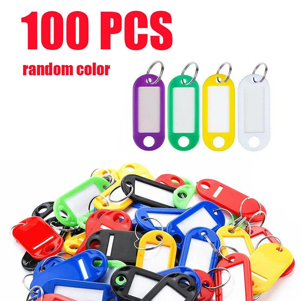 5-200pcs Plastic Key Tags With Split Keychain Ring Label Window For Diy Key Chain Kit Numbered Name Luggage Tags Accessories