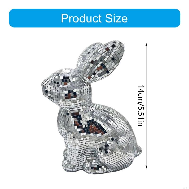 62KD Mirror Finished Disco Rabbit Sculpture Easter Home Decoration Animal Figurine