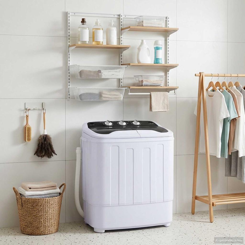 Mini Washing Machine with Twin Tub 3.6 kg Black and White