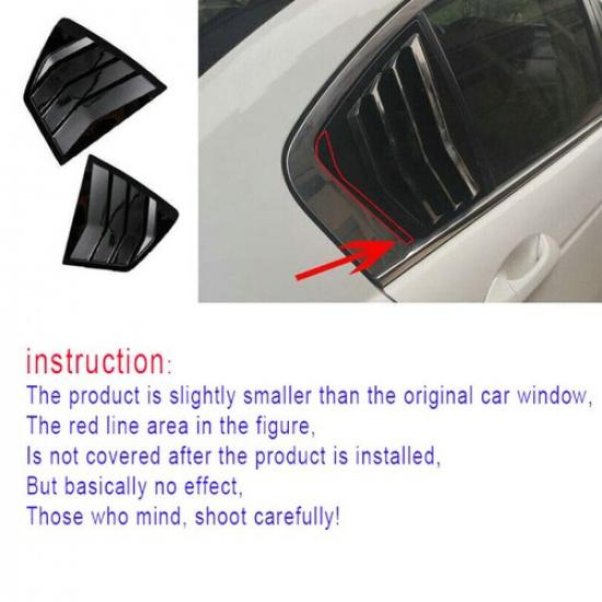 Glossy Black Side Window Louver Shutter Cover Trim For Honda Accord 2014-2017