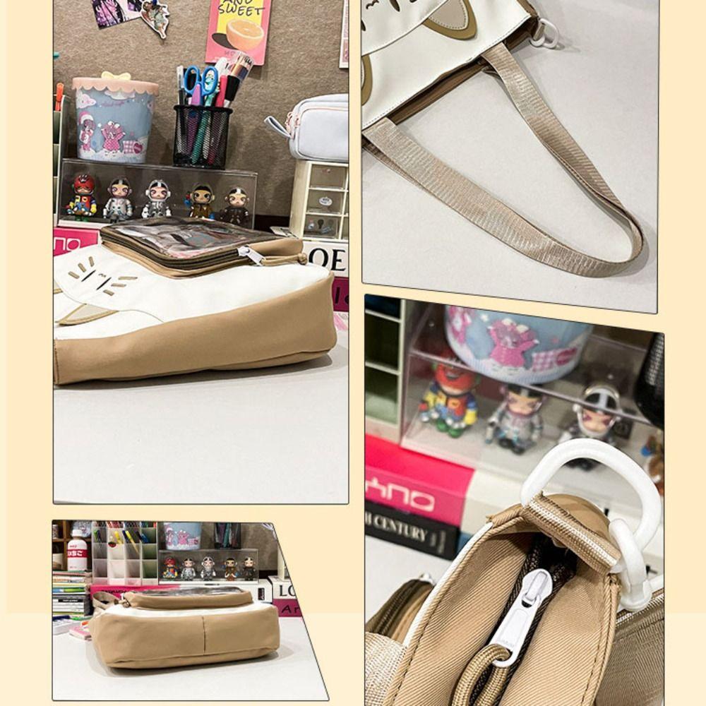 Nylon Transparent Pocket Zipper Bag Fashion Backpacks Pouch Bag Kawaii Cat Itabag  Children