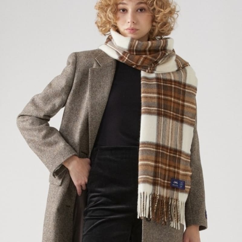 ABRAHAM MOON Merino Wool Shawl Muffler 50cm - Natural Dress Stuart