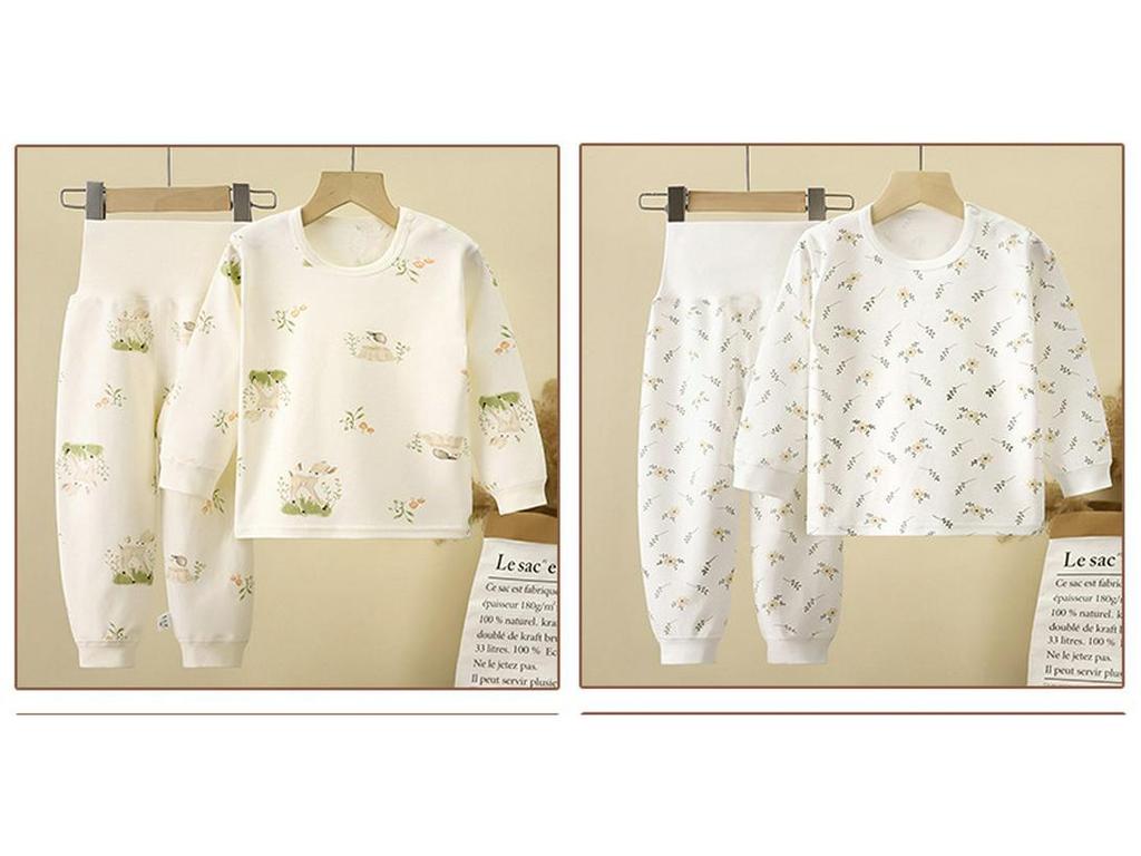 Детский и Малышовый Хлопковый Антибактериальный Комплект Нижнего Белья с Завышенной Талией для Мальчиков и Девочек 0-5 лет - Осенняя Одежда и Брюки