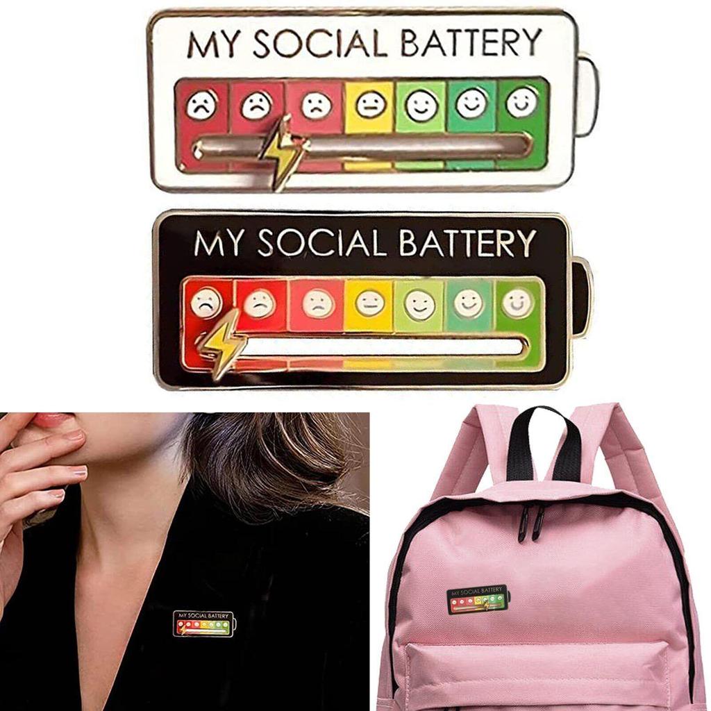Эмалевые значки «Моя социальная батарея» Трекер настроения Металлические броши Значки Мода