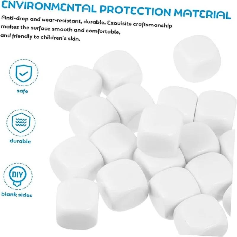 10Pcs 18mm D6 Round Corner Empty Acrylic White Blank Dice For DIY Board Game Write Painting Graffiti Props Educational Toys Tool