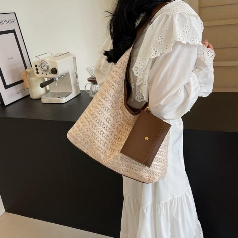 Straw Bag, Armpit Big Bag, New Trendy Beach Woven Bag, Large Capacity Portable Tote Simple Straw Bag