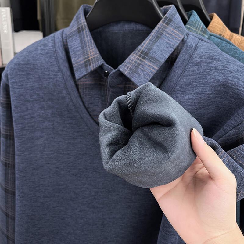 JOW Мужской флисовый термотрикотажный свитер из искусственного двухслойного материала