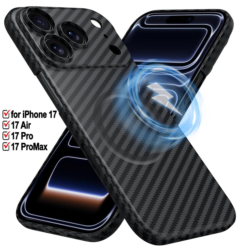 Carbon Fiber for 17 Pro Case Strong Magnetic Phone Case Slim Thin Smooth TPU Bumper for 17/17 Pro/17 Air/17 ProMax