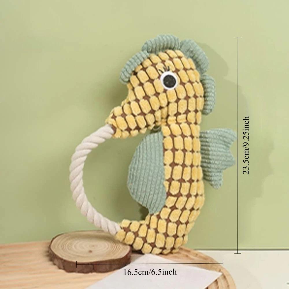 Seahorse Plush Toy for Dogs Bite Resistant Squeaky Rope Toy for Puppies Funny Dog Accessories