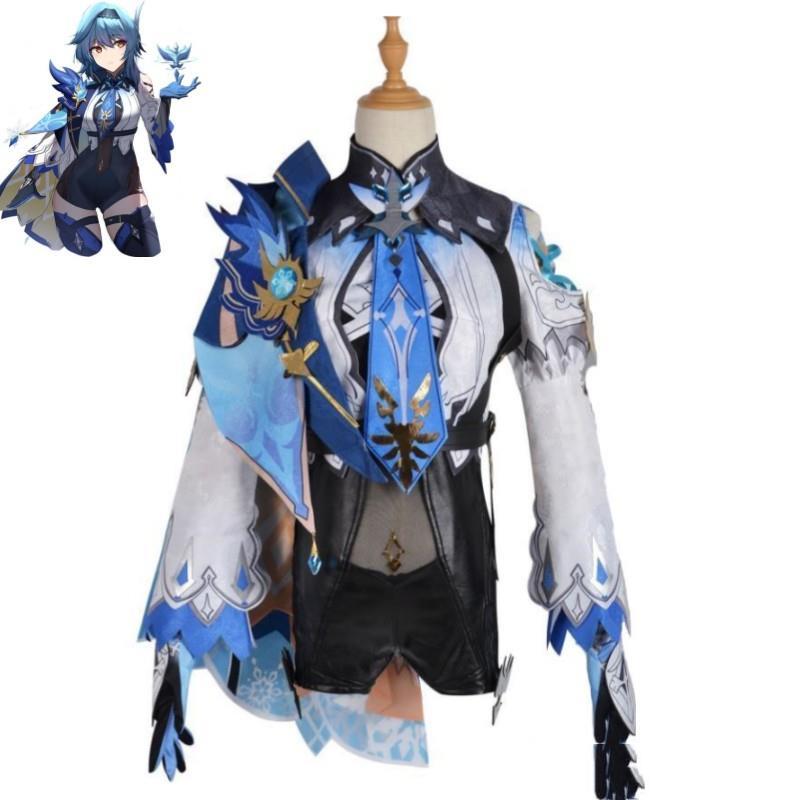 Аниме-игра Eula Lawrence, костюм для косплея, парик, обувь Mondstadt Knights Of Favonius, сексуальная женская форма, костюм на Хэллоуин