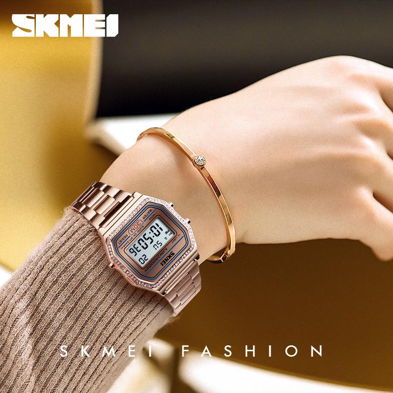 Moment Beauty Skmei Multi-functional Exquisite Stone Watch Female, European and American Hot-selling Waterproof Leisure Electronic Watch Female