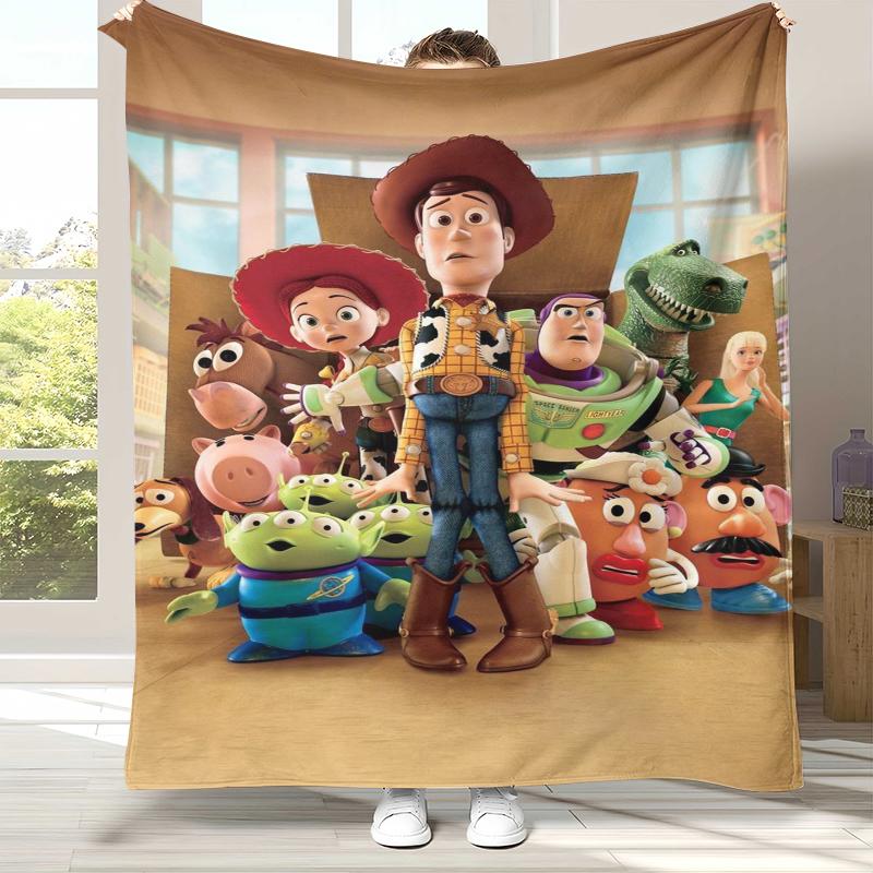 Toy Story Woody Cartoon Buzz Flannel Blanket,Ultra Soft Warm Plush Throw for Home Bedroom Bed Sofa Cover Camping Picnic gift