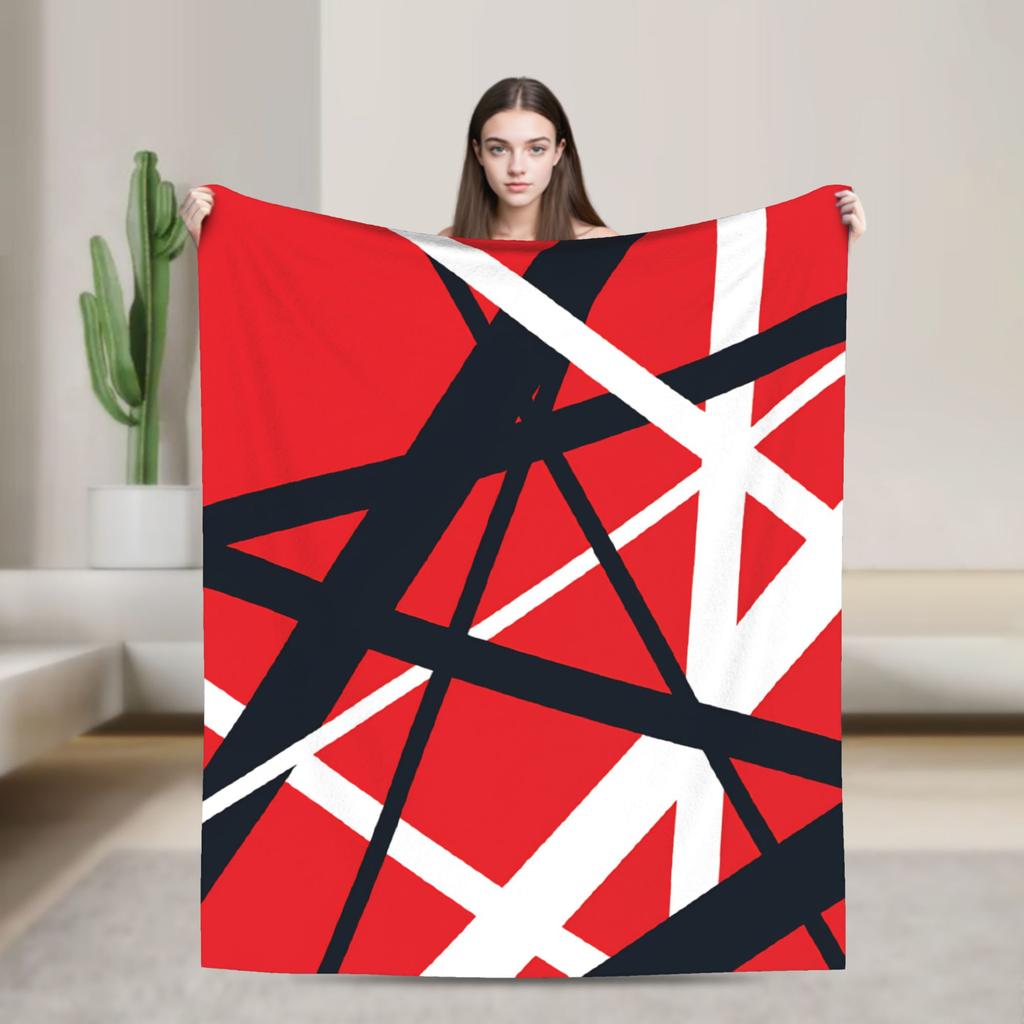 Warm Cozy Blankets Plane Travel Van Halen Blue Rock Stripes Throw Blanket Graphic  Bedspread For Sofa Home