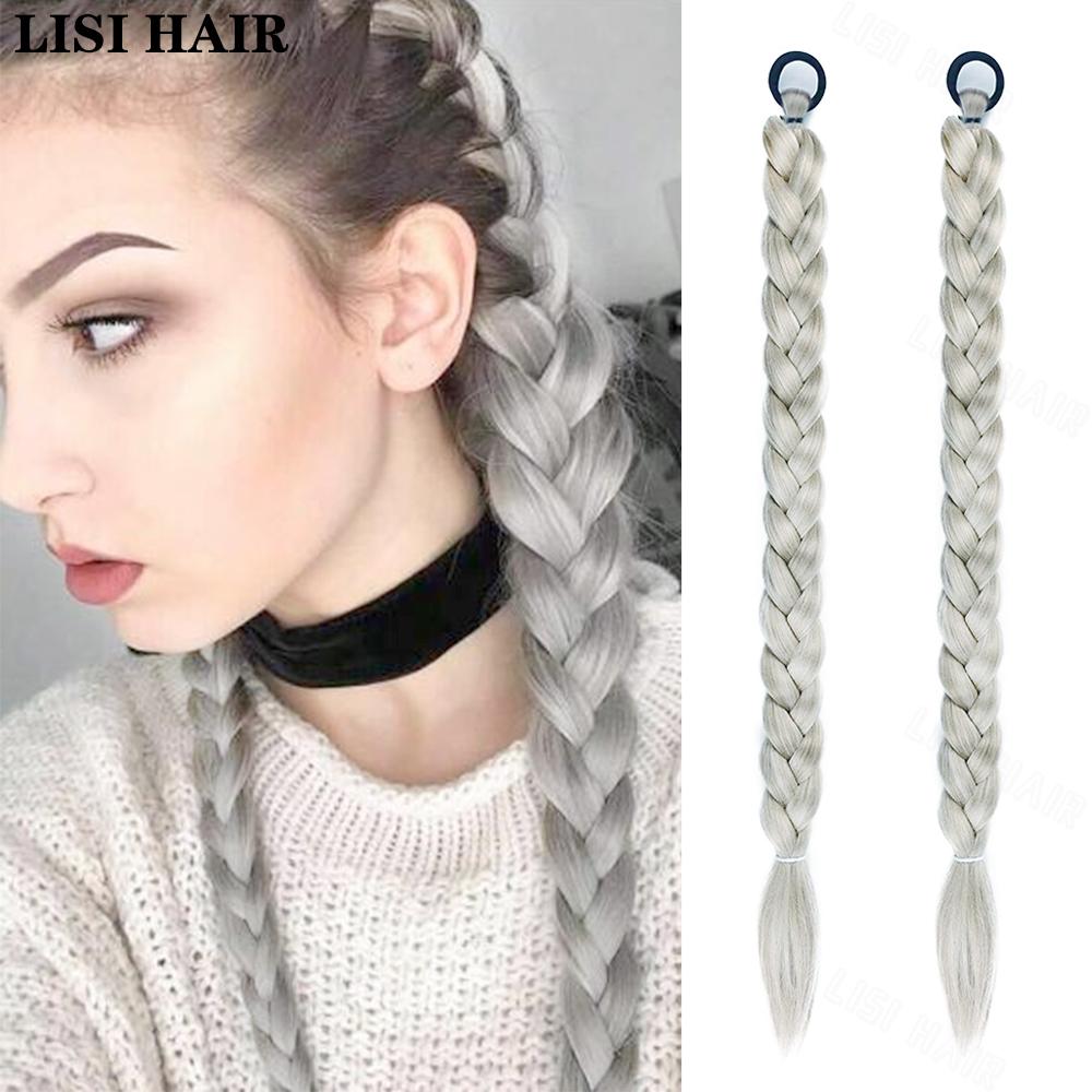 LISI HAIR 2 шт. синтетический длинный плетеный хвост с резинкой для наращивания волос хвостик аксессуары для волос для женщин одежда для косплея