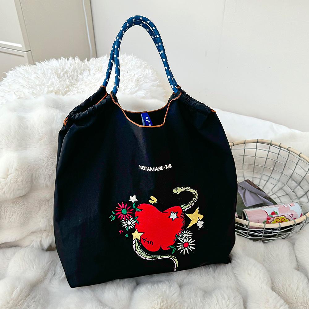Embroidery Shopping Bag Women'S Fashion Niche Large Capacity Shoulder Bag Tide