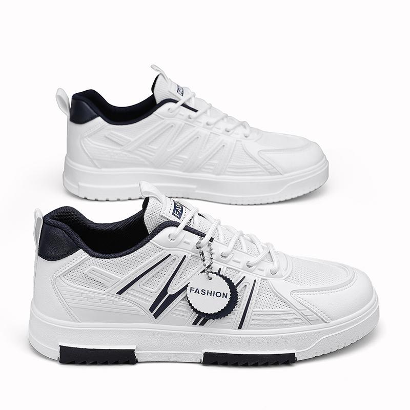 Fashion Men's Thick Sole Casual Breathable White Shoes Summer New Soft Sole Outdoor Walking Shoes Students' Sports Board Shoes Flat Shoe