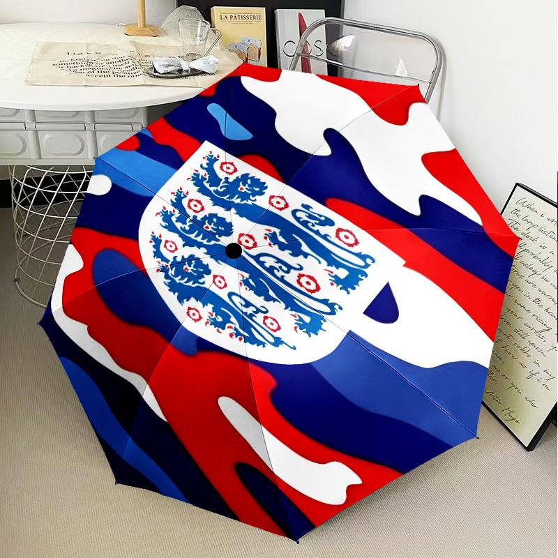 1PC England Football Crest Printed Umbrella Folding umbrella, automatic umbrella 8-Frame for Travel, camping Fan gifts Christmas Gifts