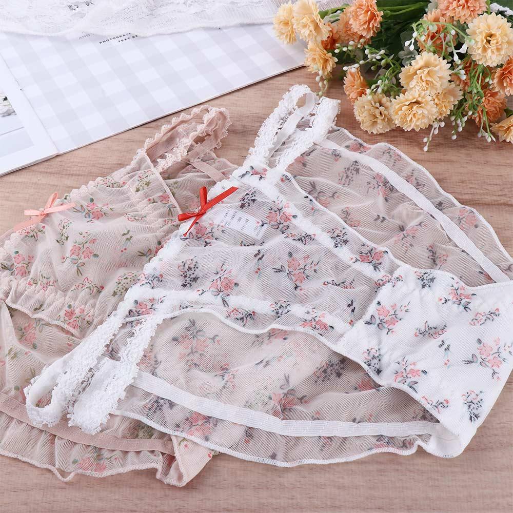 Sexy Sweet Bow Women Transparent Froal Mesh Panties Lingerie Lace Briefs Flower Underwear