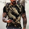 Ретро Футболка с китайским узором дракона для мужчин Крутой 3D-принт дракона