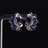 Великолепные драгоценные очаровательные серьги с натуральным рассеянным синим сапфиром из стерлингового серебра 925 пробы для женщин, свадеб и банкетов