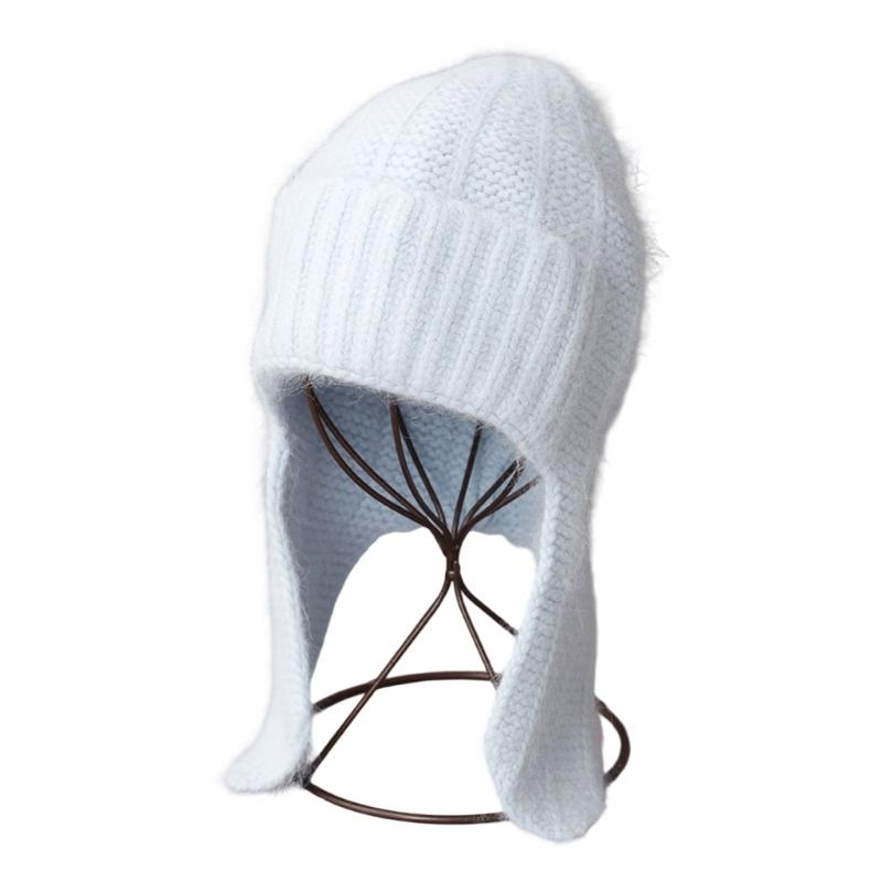 Adorable Color Knit Hat Windproof Ears Thermally Design Winter Outdoor Use