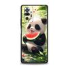 Мультяшный милый чехол-панда для телефона Xiaomi Redmi Note 14 13 5G 10 11 12 Pro Plus 4G 14C 13C 12C 10C Черный