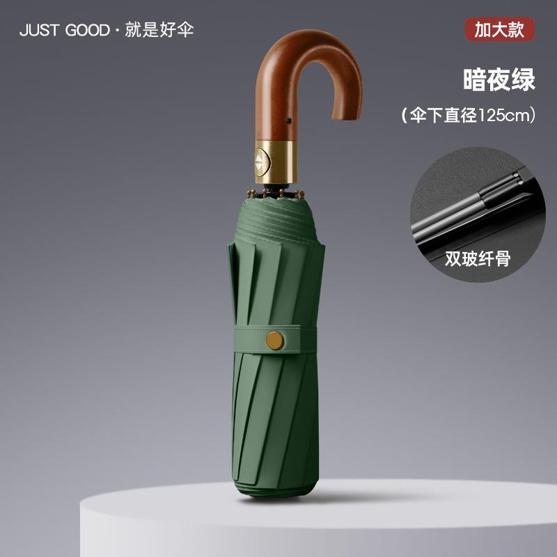 Новый 10-спицевый автоматический большой виниловый зонт от солнца, ручка из гнутого дерева, ретро-зонт с надписью, подарочный зонт