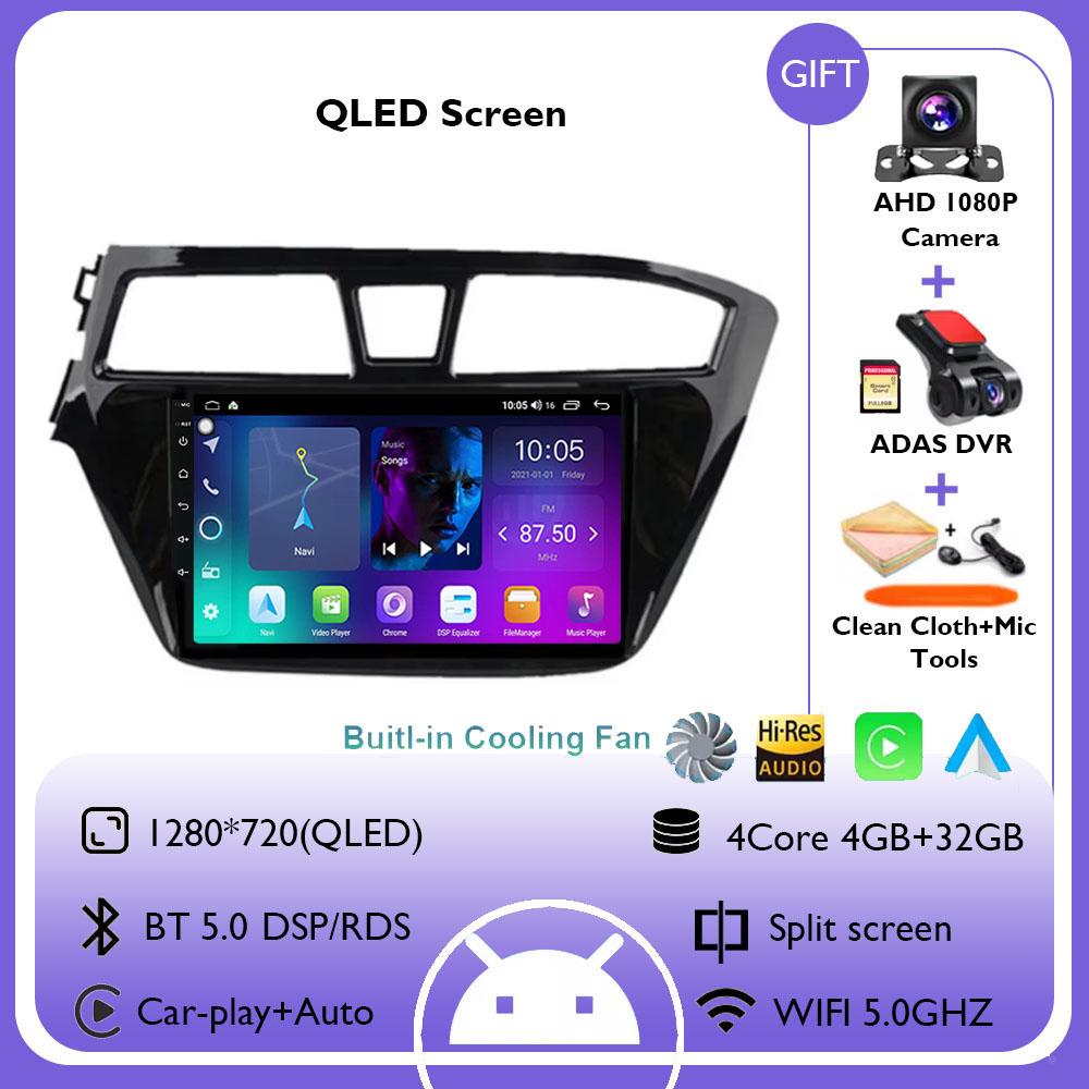Android 14 For Hyundai I20 2014-2018 Car Radio Stereo Multimedia Navigation Video Player GPS Wireless Carplay Auto QLED screen
