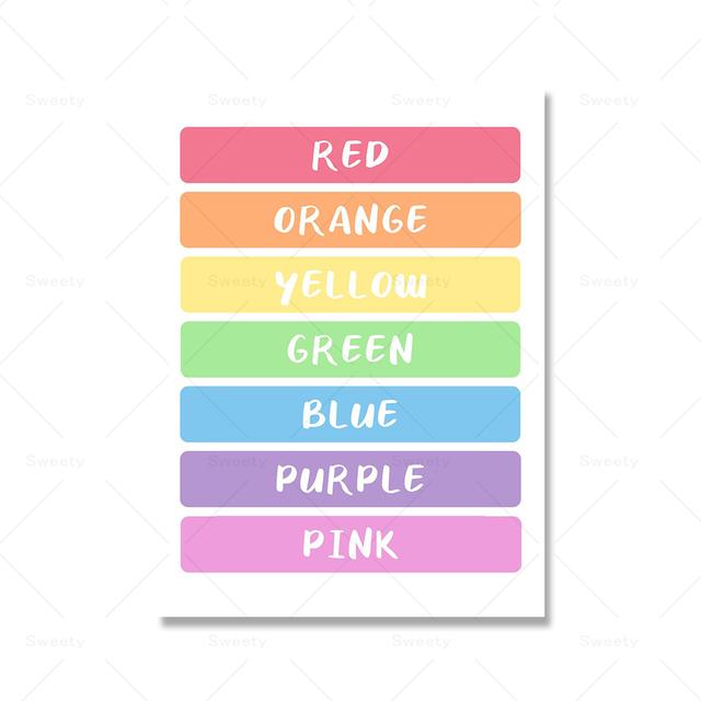 Вдохновляющая радужная наклейка, художественная печать, цветной алфавит, цифровая форма, детское украшение