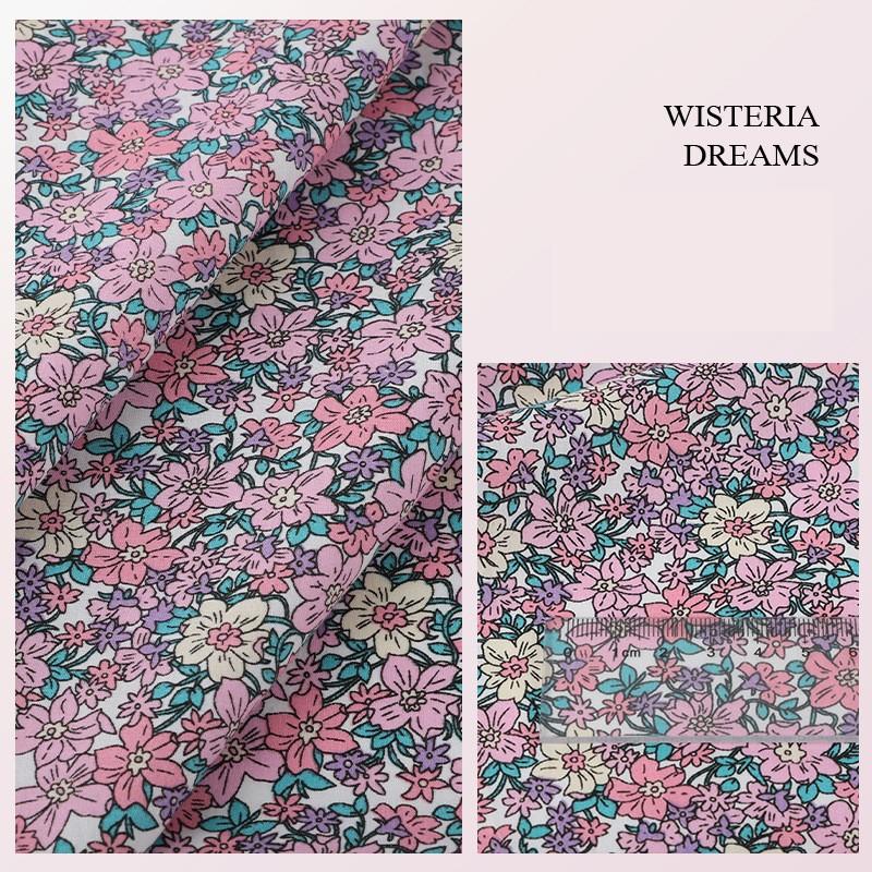 Ткань с цветочным принтом Высококачественная хлопковая ткань Дышащая Мягкая для одежды Шитья Платья Постельное белье Простыни Шторы Материал