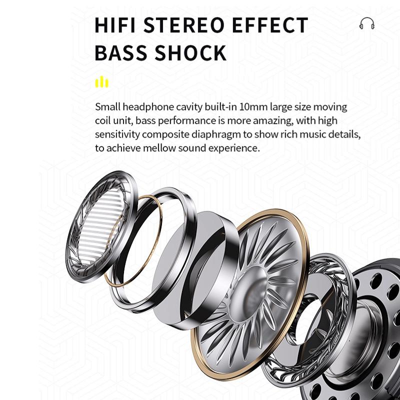 TWS Bluetooth 5.3 Наушники 3D HiFi Стерео Беспроводные наушники Игровая спортивная гарнитура с микрофоном Светодиодный цифровой дисплей Наушники-вкладыши для iPhone