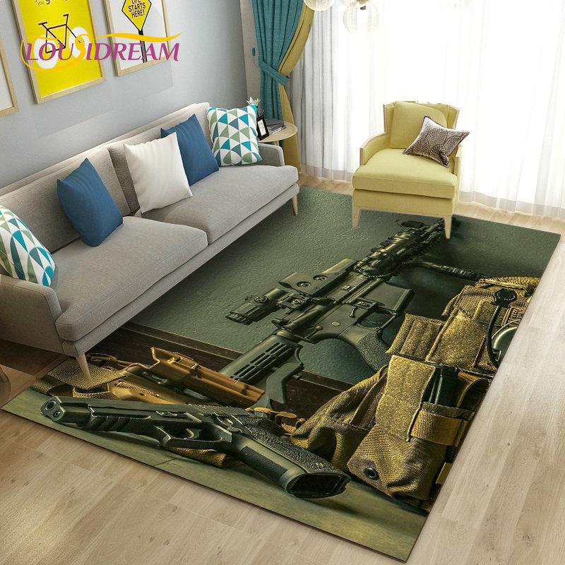 3D штурмовая винтовка, пистолет, револьвер, коврик для пистолета, ковер для гостиной, спальни, дивана, коврик для двери, декор, детские игры, нескользящий напольный коврик