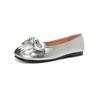 Weiwei Girl 993-11 Bow Ballet Single Shoes Women's Shallow Mouth Flat-bottomed French Silver One-pedal Beanie Shoes