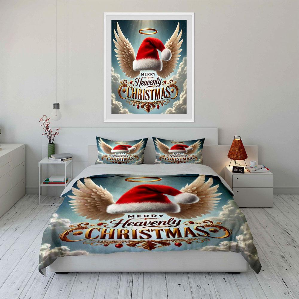 Heavenly Christmas Design Bedding Duvet Cover Set Duvet Cover Pillowcases (1*Duvet Cover 2*Pillowcases, without duvet insert)