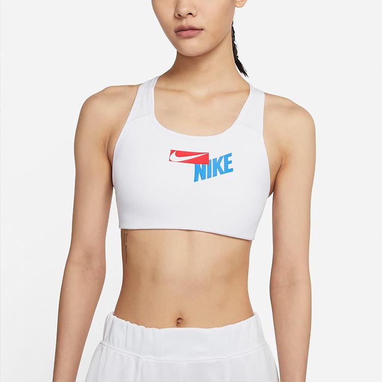 Nike Swoosh Средняя поддержка цельный мягкий спортивный бюстгальтер женский спортивный бюстгальтер белый CZ4444-100