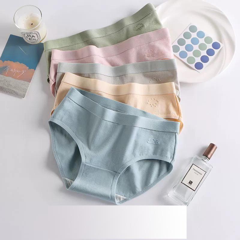 5Pcs/Set Cotton Women's Underwear Panties Low Waist Tight Panty Girl Antibacterial Panty Breathable Underpant