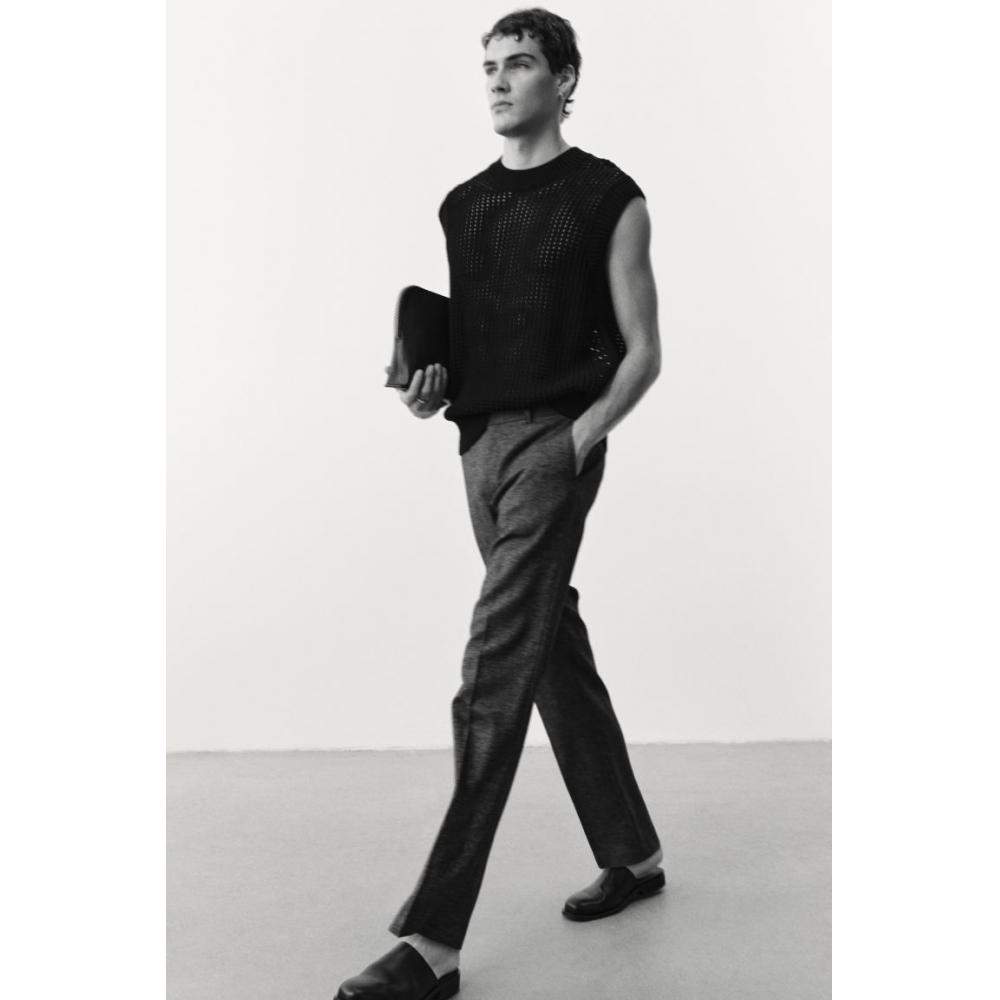 Брюки HM Linen Blend Tailored Regular Fit Темно-серые