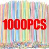 1000/100 шт разноцветные гибкие трубочки пластиковые молочные чай соки питьевые одноразовые трубочки свадебные вечеринки бар кухонные принадлежности