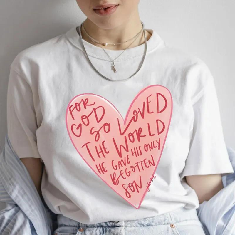 Bible Verse Shirts for Unisex Clothing 2024 Christian for God So Loved The World Unisexs Tshirts Short Sleeve Tshirts Jesus Tops
