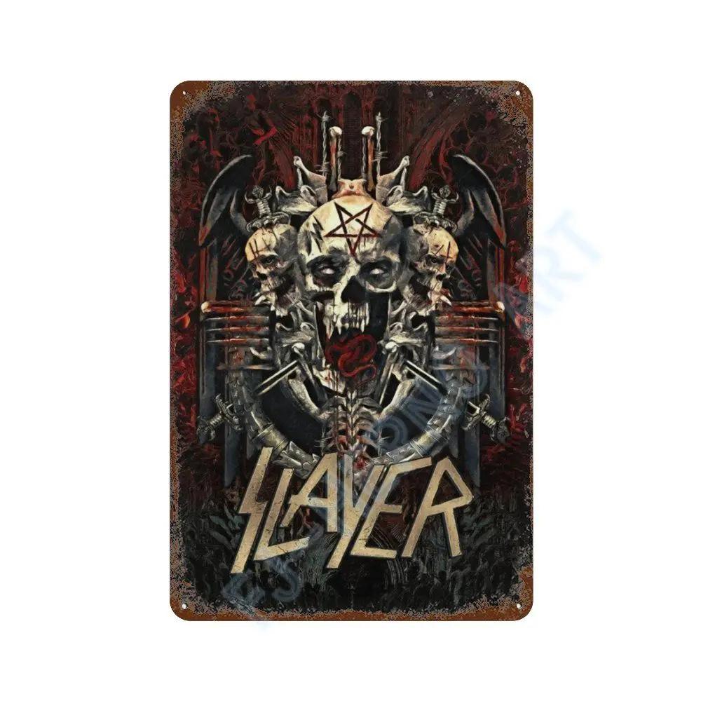 Винтажный Постер Альбома Slayer Хэви-метал Металлическая Жестяная Вывеска Табличка Nordic Настенное Искусство Тарелки для Декора Комнаты Дома Подарки для Мальчика